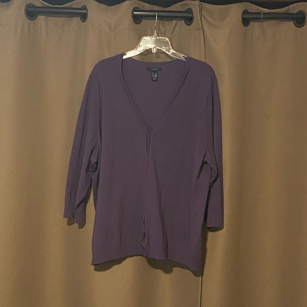 Purple three-quarter length sleeve cardigan 2X